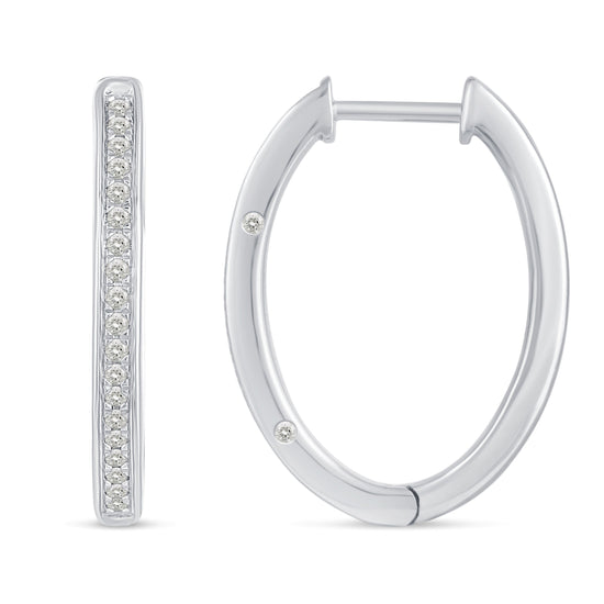 Fifth and Fine 1/4 Cttw Diamond Channel-Set Hoop Earrings set in 925 Sterling Silver
