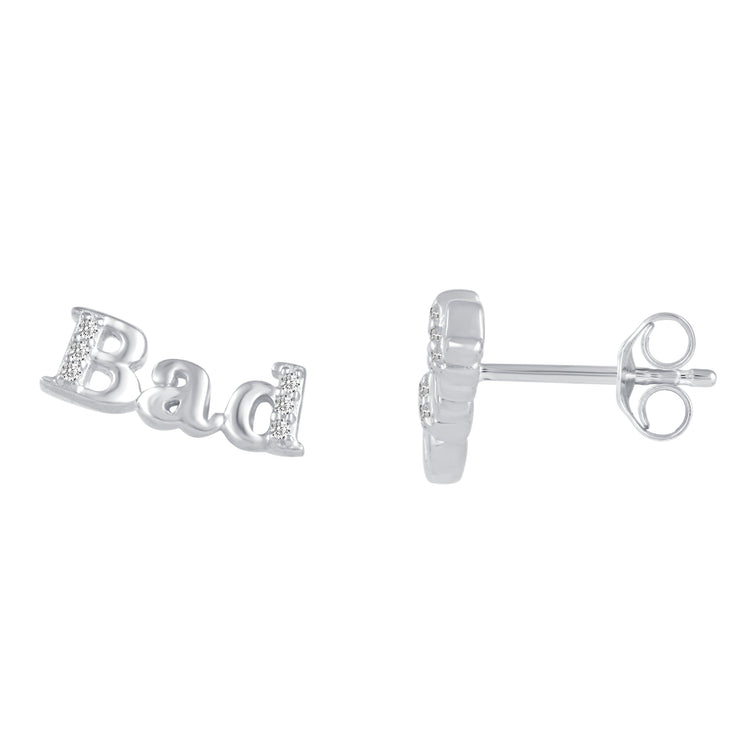 Bad Bitch Stud Earrings with 1/20 Ctw Natural Diamonds set in 925 Sterling Silver