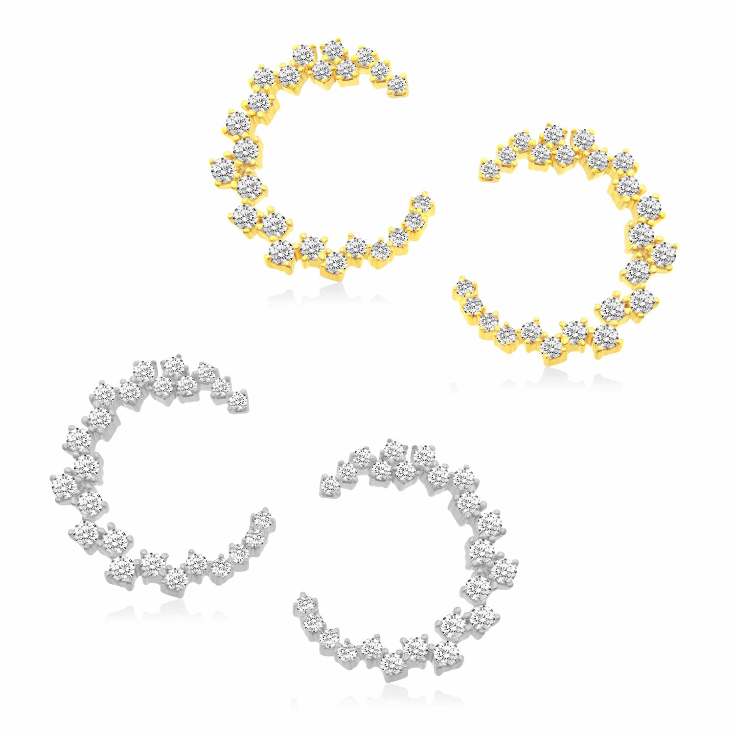 Royal Aura 14K Yellow/White Gold 1/2 Cttw (I1 Clarity) Diamond Hoop Earrings