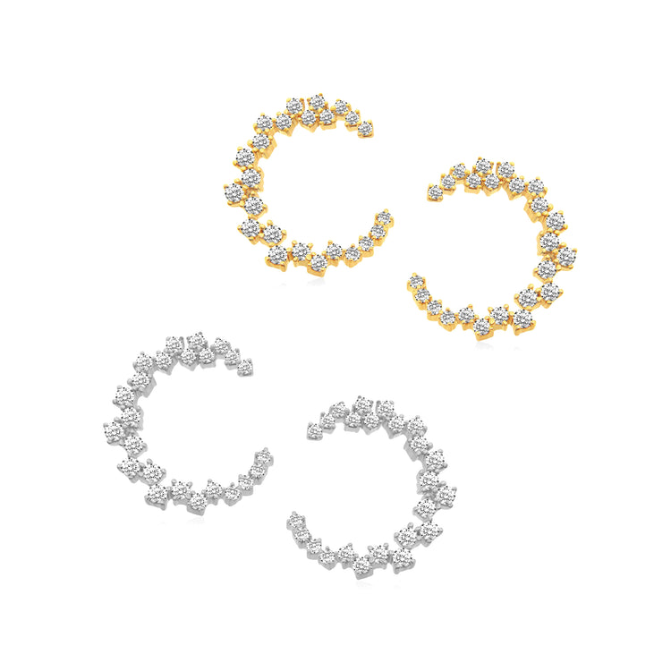 14K Yellow/White Gold 1/2 Cttw (I1-I2 Clarity) Diamond Enchant Hoop Earrings