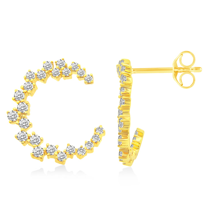 Royal Aura 14K Yellow/White Gold 1/2 Cttw (I1 Clarity) Diamond Hoop Earrings
