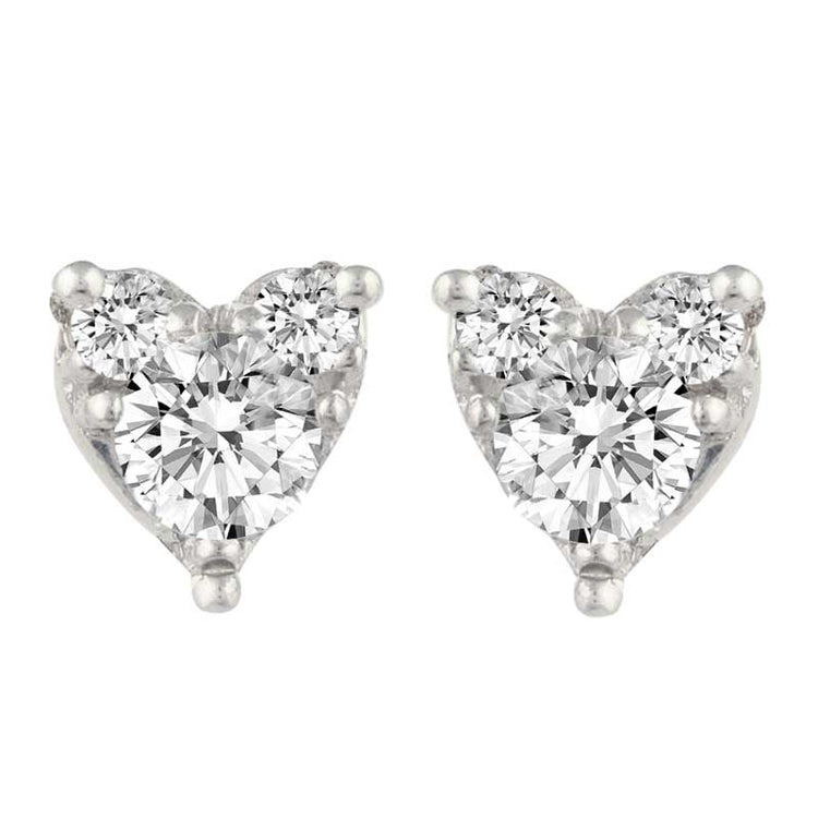 Heart 1/4 Ctw Natural Diamond Stud Earrings set in 925 Sterling Silver fine jewelry birthday holiday valentinesday gift under$100