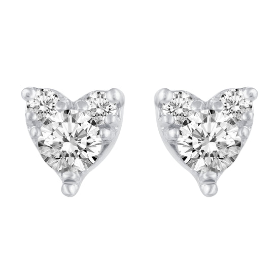 1/4 Ctw Natural Diamond Stud Heart / Star/ XO Earrings set in 925 Sterling Silver holiday birthday valentine gift fine jewelry trend under $100
