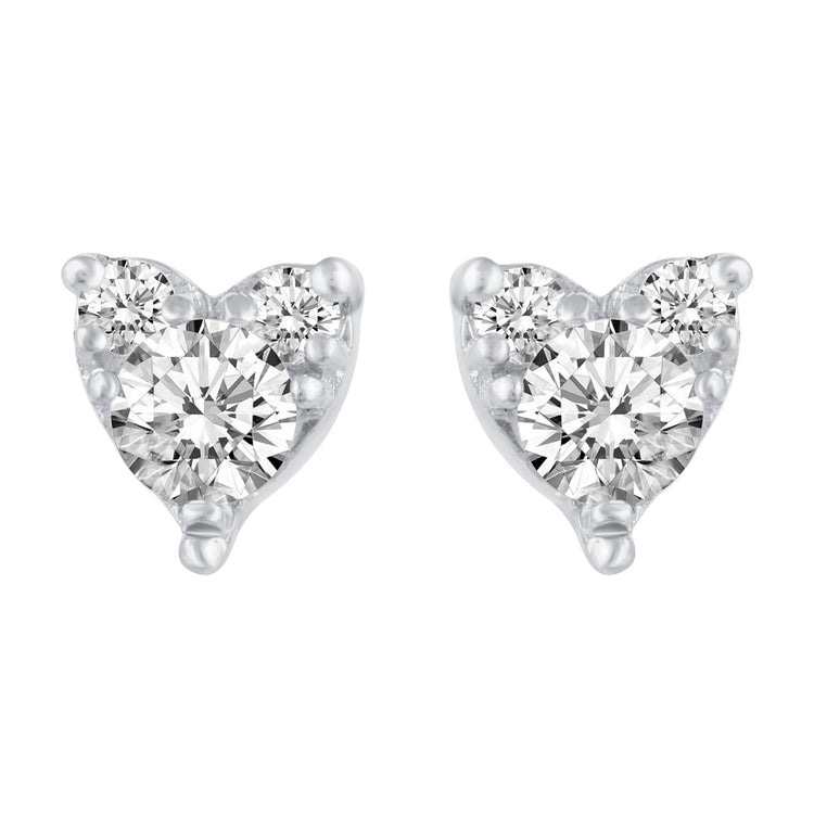 1/4 Ctw Natural Diamond Stud Heart / Star/ XO Earrings set in 925 Sterling Silver holiday birthday valentine gift fine jewelry trend under $100