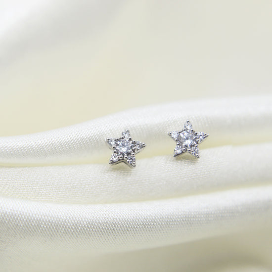 Star 1/4 Ctw Natural Diamond Stud Earrings set in 925 Sterling Silver fine jewelry holiday birthday gift