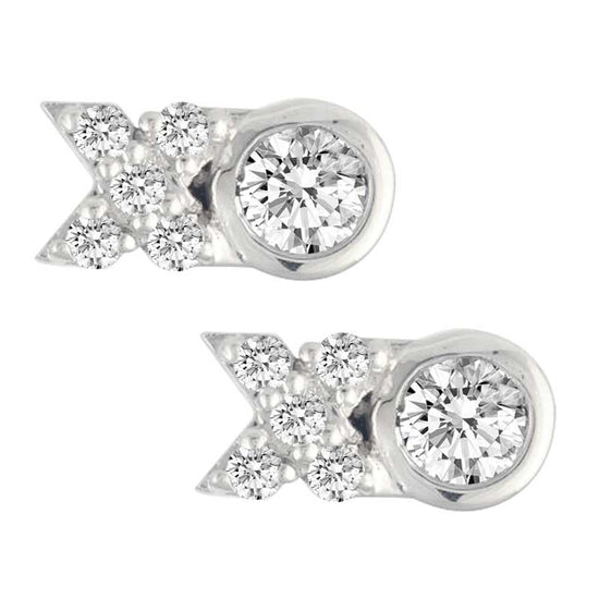 Fifth and Fine XO 1/4 Ctw Natural Diamond Stud Earrings set in 925 Sterling Silver for Women and Girls