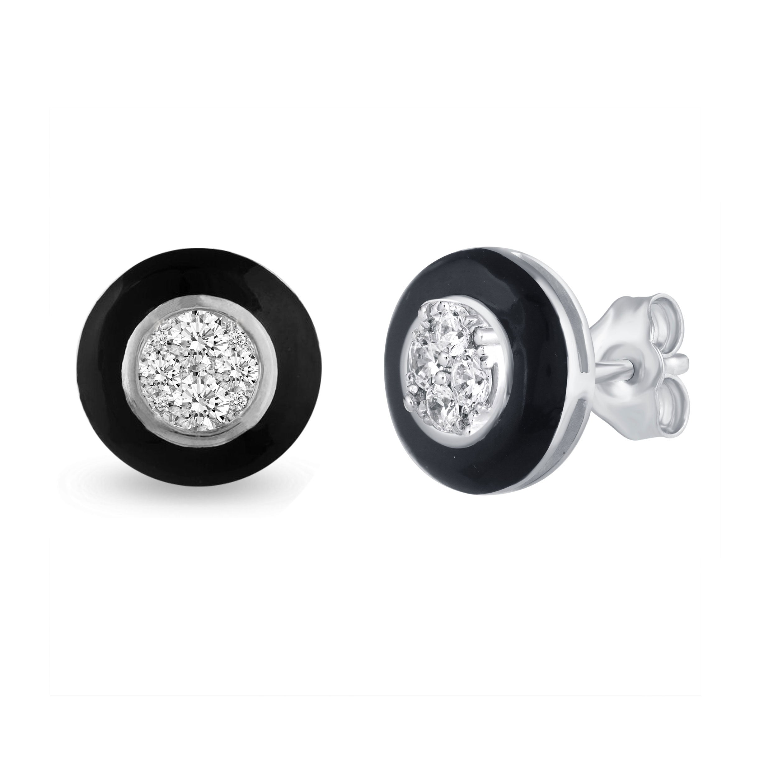 Black Enamel 1/4Ctw to 1/2 Ctw (I2-I3) Natural Diamond Stud Earrings s –  Fifth and Fine