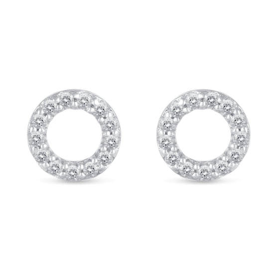 1/4 CTW Diamond Pave Stud Earrings set in 925 Sterling Silver Heart/Triangle/Circle/Cross/Teardrop/Open Heart