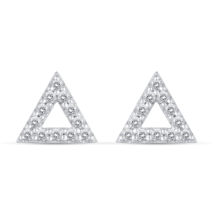 1/4 CTW Diamond Pave Stud Earrings set in 925 Sterling Silver Heart/Triangle/Circle/Cross/Teardrop/Open Heart