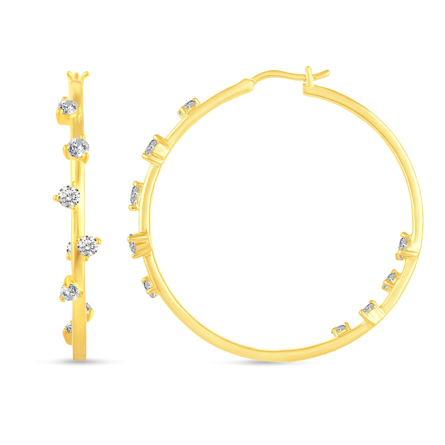 1/3 - 1 1/2 Ctw Diamond Enchant Galaxy Hoop Earrings in 925 Sterling Silver Yellow Gold