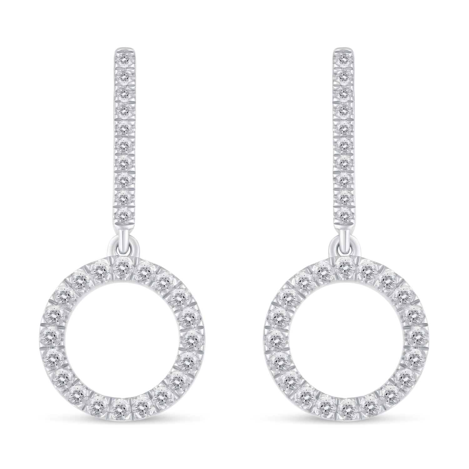 1/2 Ctw Natural Diamonds Open Circle Dangle Drop Earrings in 925 Sterling Silver birthday holiday valentine&