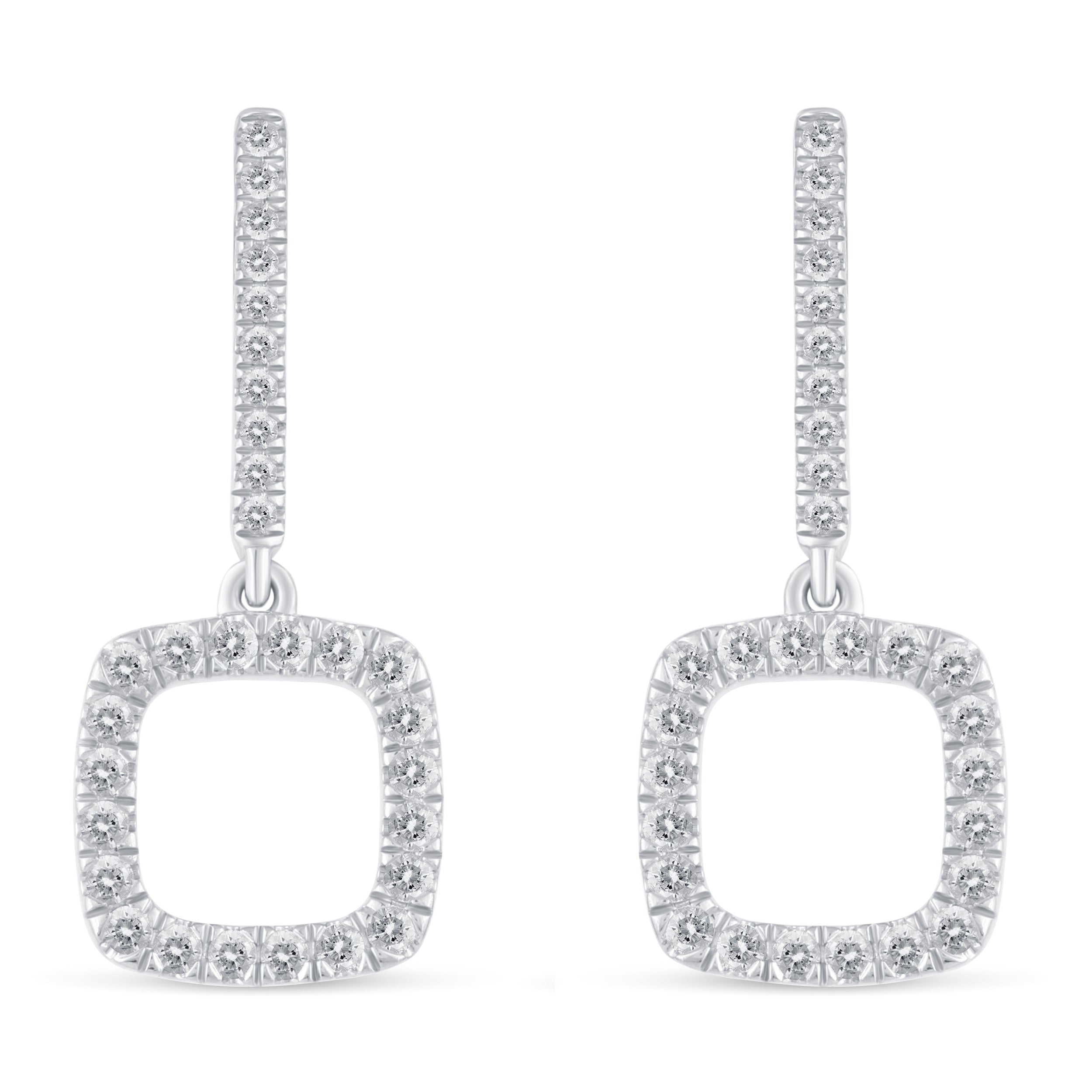 Silver Diamond Square Drop Earrings deals