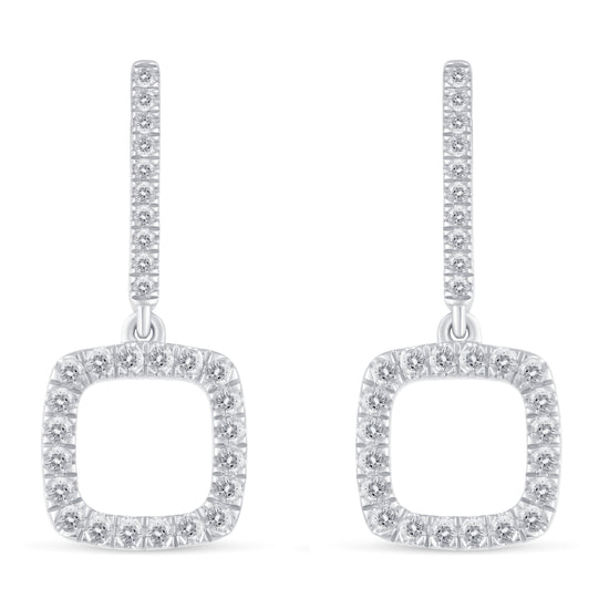 1/2 Ctw Natural Diamonds Open Square Dangle Drop Earrings in 925 Sterling Silver birthday valentine&