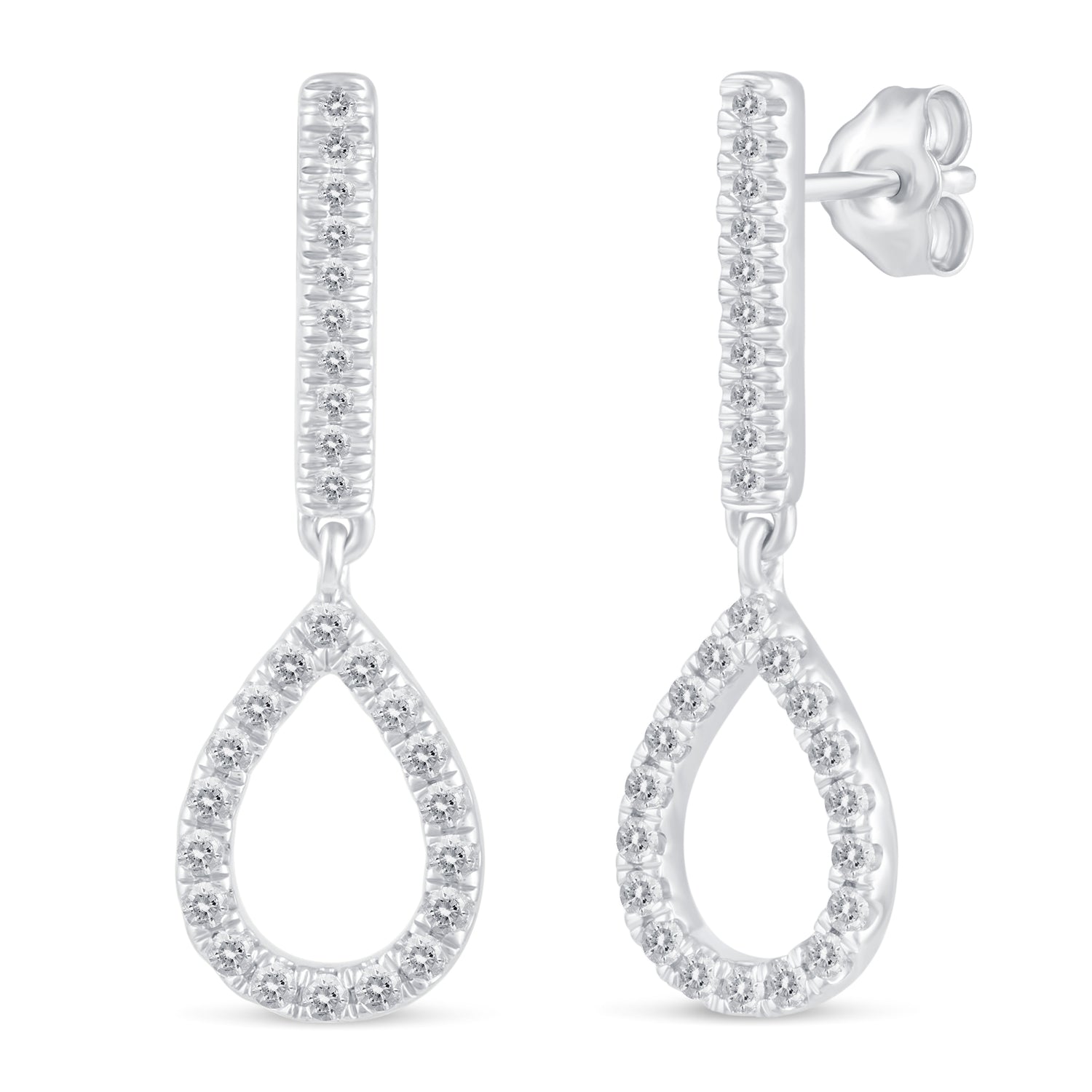 1/2 Ctw Natural Diamonds Open Teardrop Pear Shape Dangle Drop Earrings in 925 Sterling Silver birthday holiday valentine&