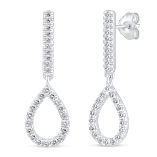1/2 Ctw Natural Diamonds Open Teardrop Pear Shape Dangle Drop Earrings in 925 Sterling Silver birthday holiday valentine&