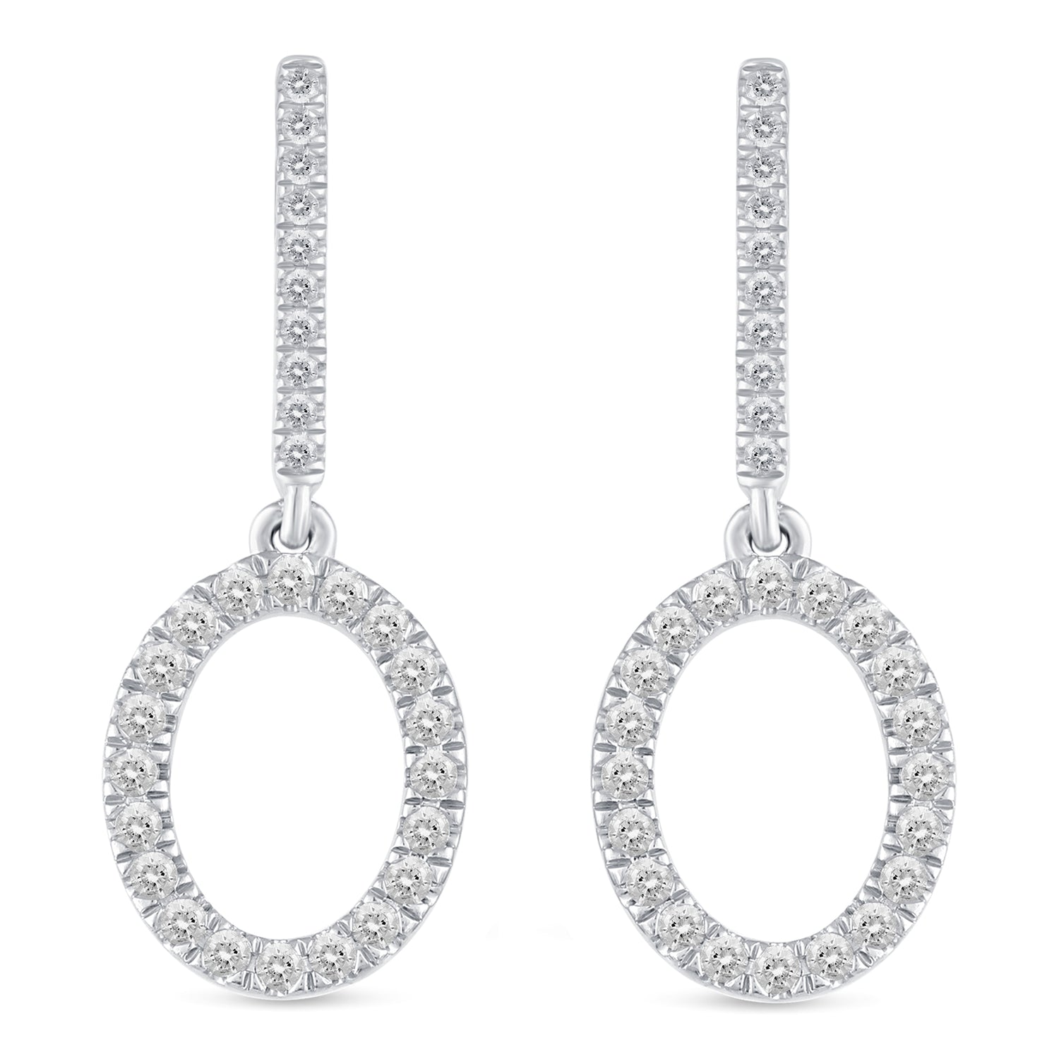 1/2 Ctw Natural Diamonds Open Oval Dangle Drop Earrings in 925 Sterling Silver birthday valentine&