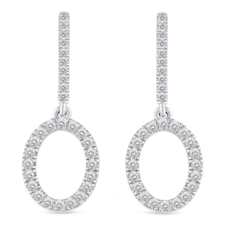 1/2 Ctw Natural Diamonds Open Oval Dangle Drop Earrings in 925 Sterling Silver birthday valentine&