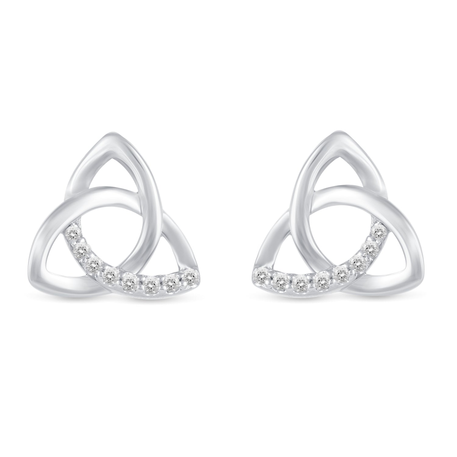 Set of 2 : 1/5 CT TW Diamond Trinity Knot Triquetra Pendant & Earrings in 925 Sterling Silver