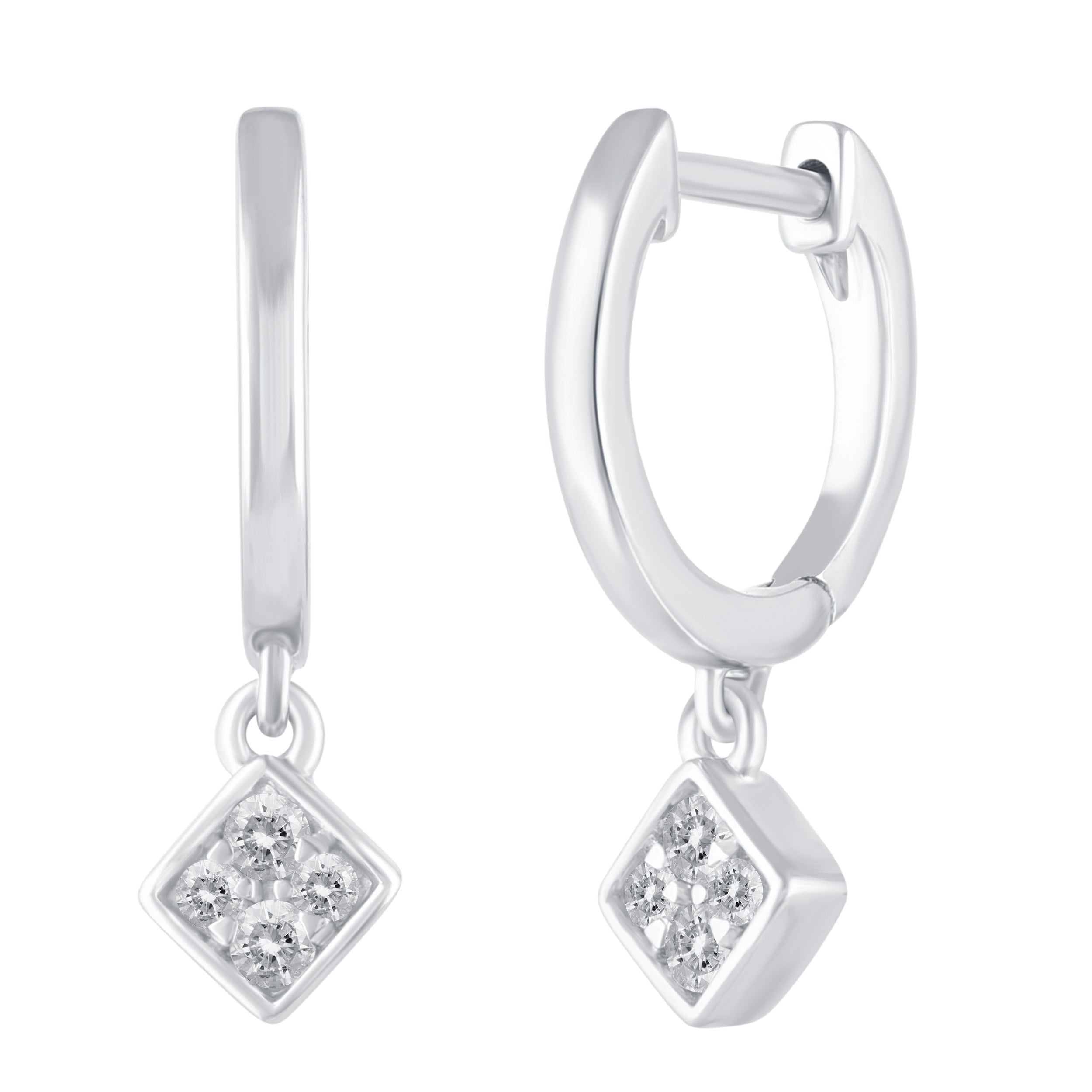 Silver Diamond Square Drop 2024 Earrings