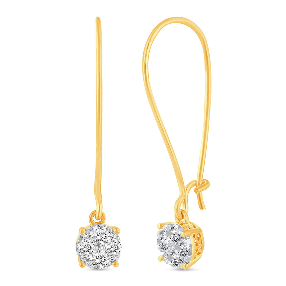 Best Seller 1/4 - 1 Cttw Diamond Round Grand Cluster Hoop Wire Earrings yellow gold silver 925