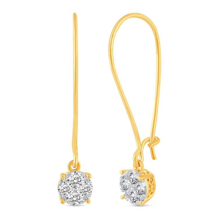 Best Seller 1/4 - 1 Cttw Diamond Round Grand Cluster Hoop Wire Earrings yellow gold silver 925