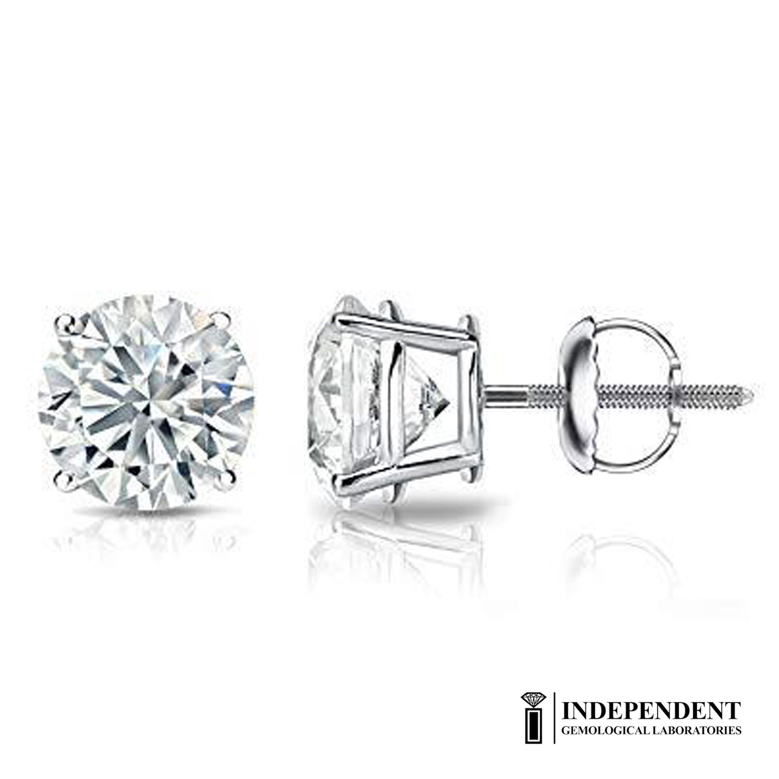 I.G.L Certified 1/2 Cttw Diamond Stud Earrings set in 14K White Gold