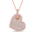 1.00 Cttw Diamond Pave Heart Pendant Necklace in 14K Rose Gold