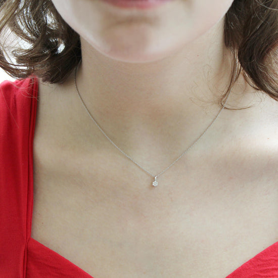 Womens Floral Cluster 1/40 Cttw Natural Diamond Pendant Necklace set in 925 Sterling Silver