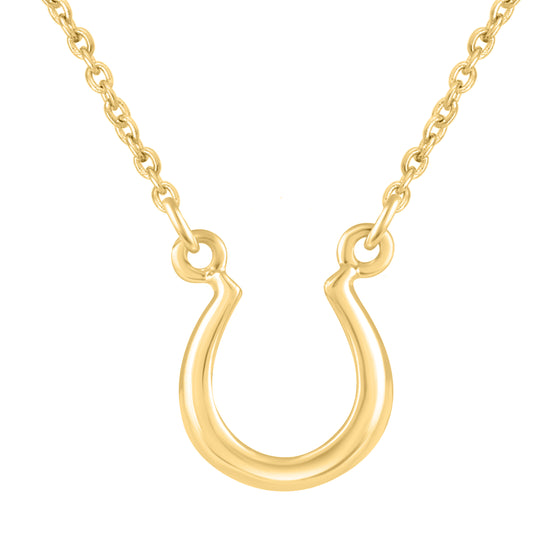 Horseshoe Pendant Necklace set in 925 Sterling Yellow Gold jewelry gift