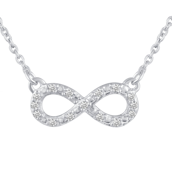 Infinity and Pillar Bar Layered 1/10 Cttw Natural Diamond Pendant Necklace set in 925 Sterling (Silver & Rose Gold)β¦