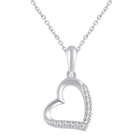 Open Heart and Celtic Cross Layered 1/10 Cttw Natural Diamond Pendant Necklace set in 925 Sterling Silverβ¦