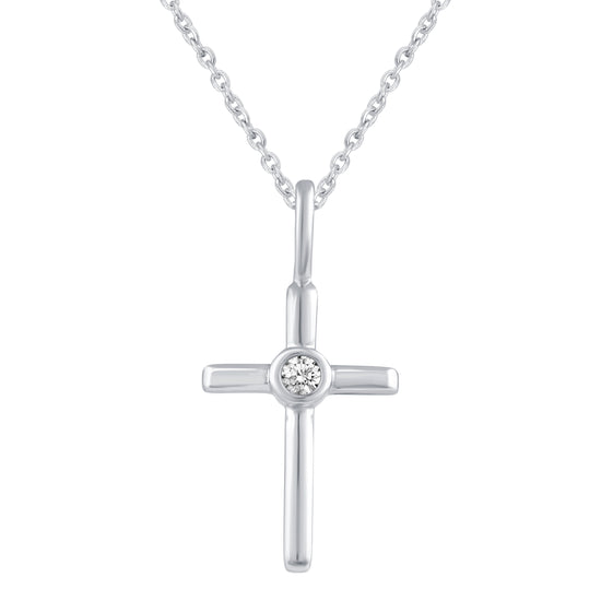 Open Heart and Celtic Cross Layered 1/10 Cttw Natural Diamond Pendant Necklace set in 925 Sterling Silver…