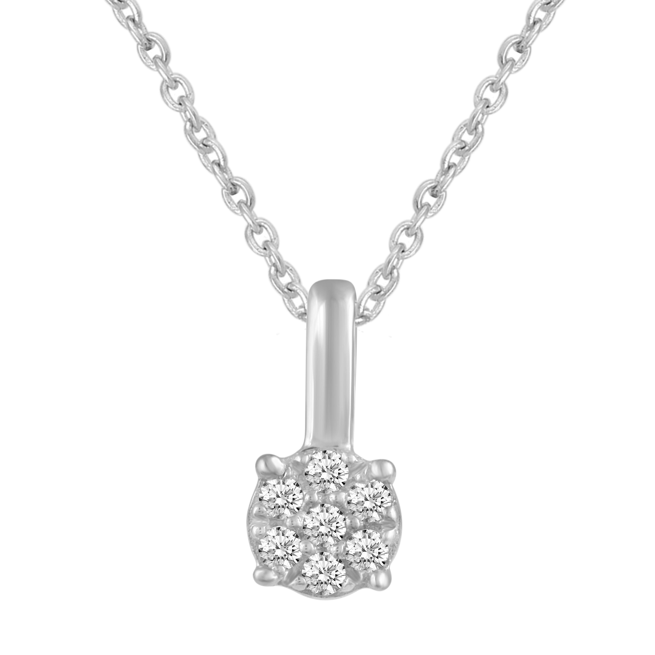 Floral Cluster 1/20 Cttw Natural Diamond Pendant Necklace set in