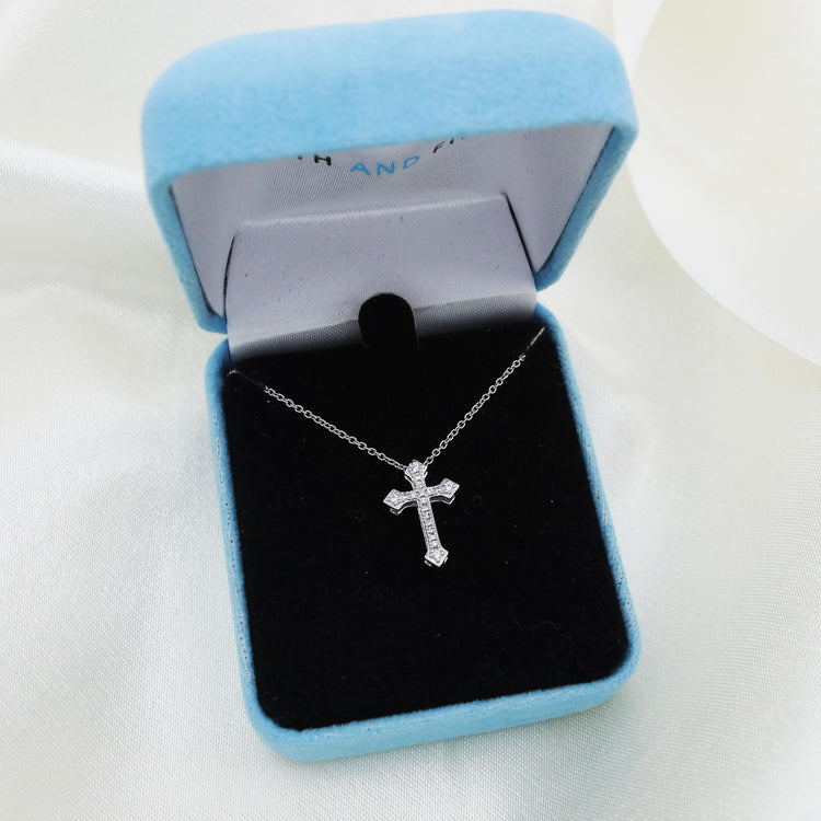 Celtic Cross 1/20 Cttw Natural Diamond Pendant Necklace set in 925 Sterling Silver
