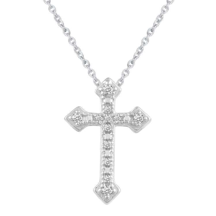 Cluster and Celtic Cross Layered 1/10 Cttw Natural Diamond Pendant Necklace set in 925 Sterling Silver…