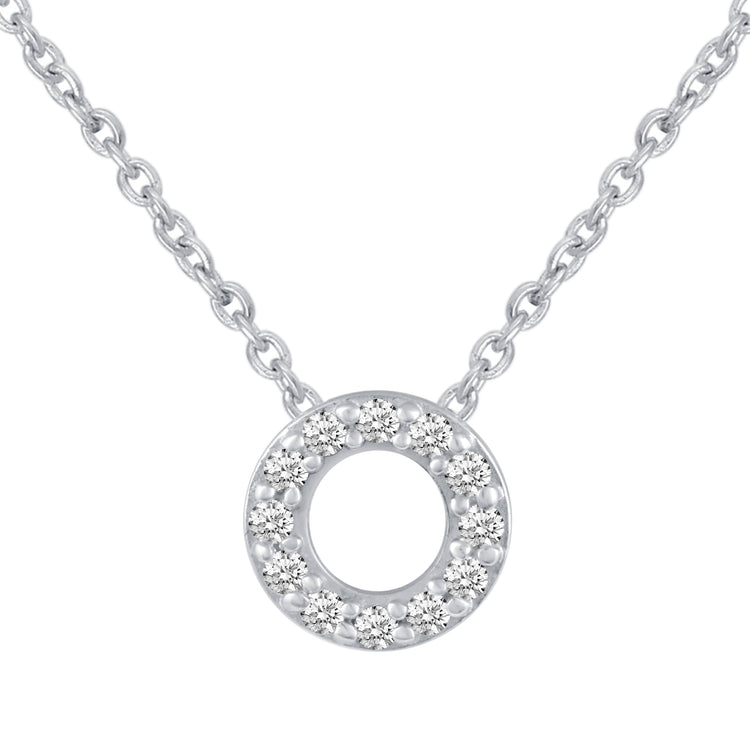 Circle and Kitty Cat Layered 1/10 Cttw Natural Diamond Pendant Necklace set in 925 Sterling Silver…