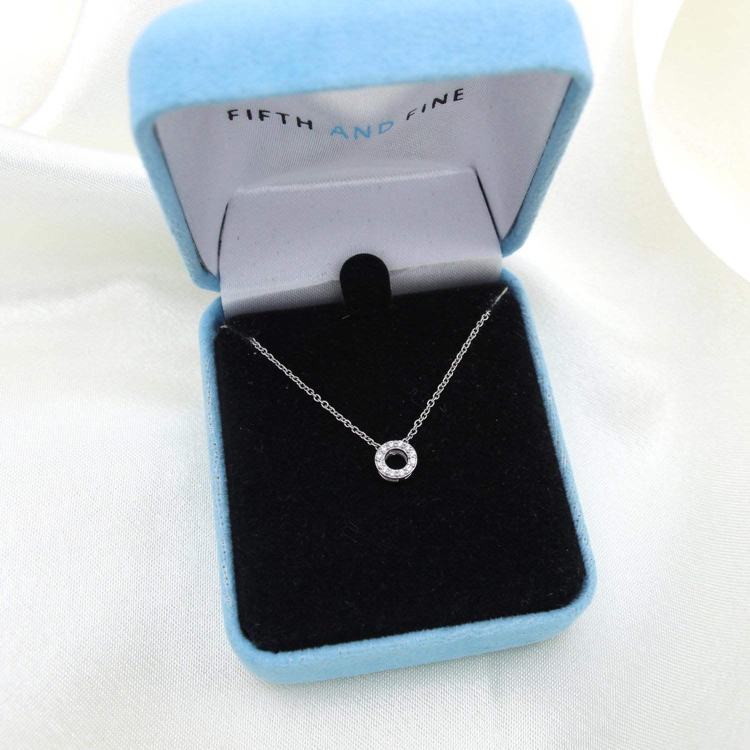 Eternity Circle 1/20 Cttw Natural Diamond Pendant Necklace set in 925 Sterling Silver