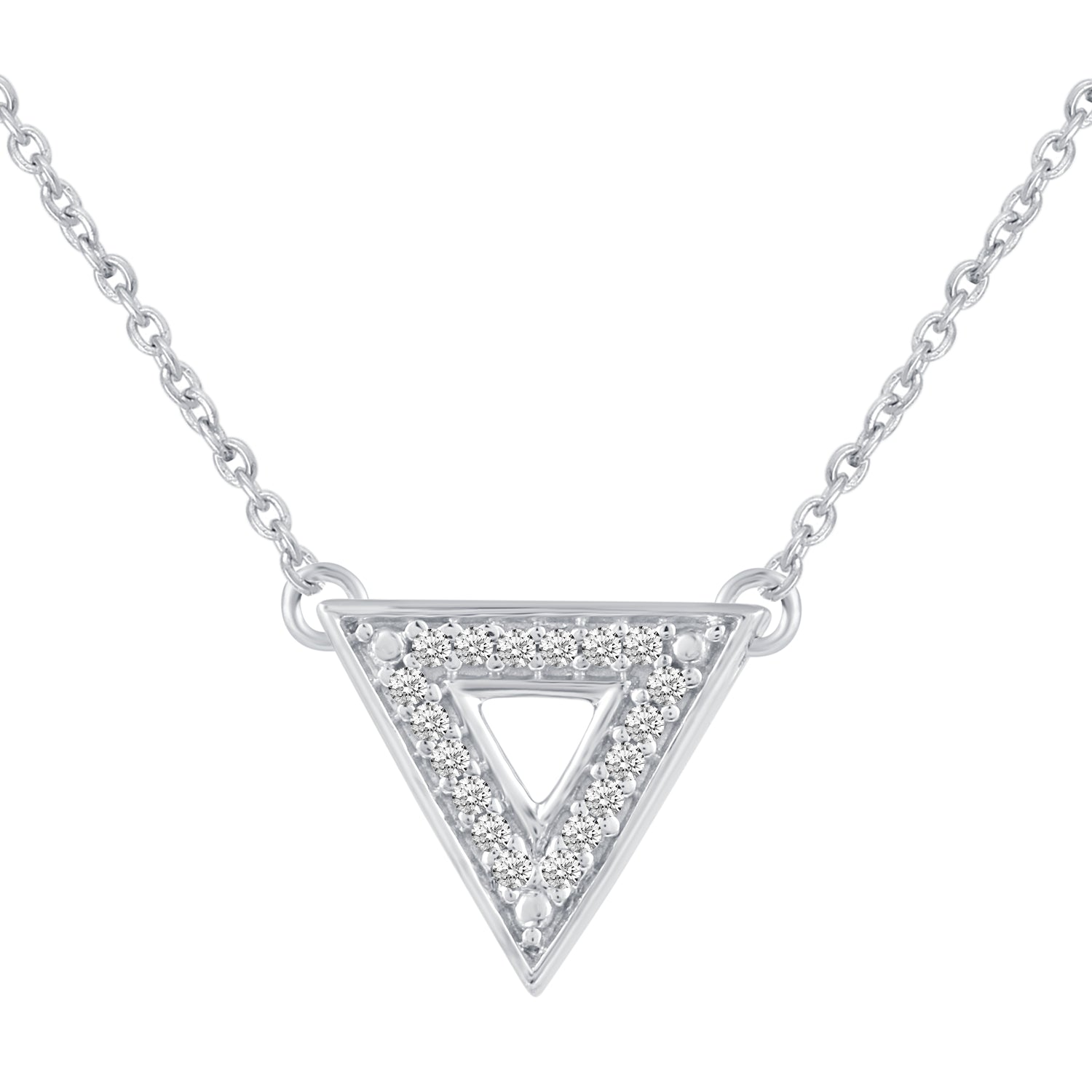 Triangle and Three Stone Layered 1/10 Cttw Natural Diamond Pendant Nec –  Fifth and Fine