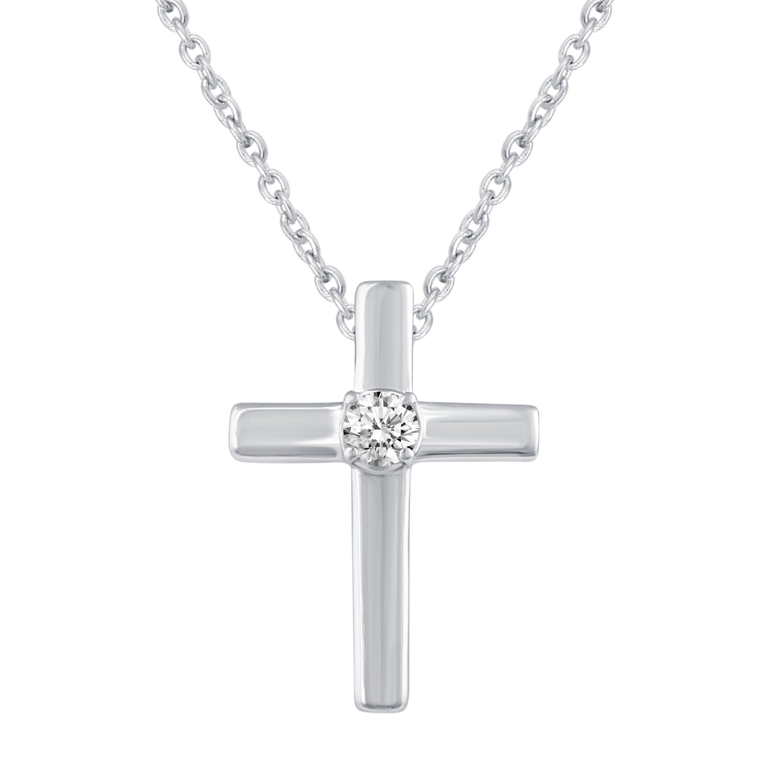 Heart and Cross Layered 1/10 Cttw Natural Diamond Pendant Necklace set in 925 Sterling Silver…
