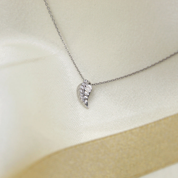 Lucky Feather 1/20 Cttw Natural Diamond Pendant Necklace set in 925 Sterling Silver fine jewelry gift birthday holiday