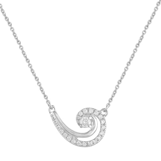 1/5 CT TW Diamond Duo Swirl Pendant Necklace in 925 Sterling Silver