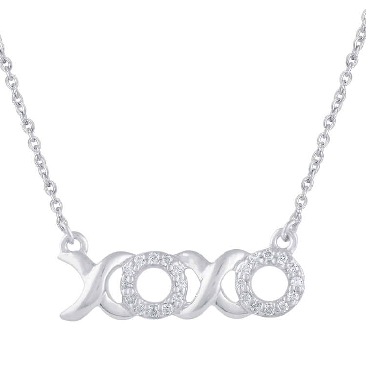 1/10 CT TW Diamond XOXO Gold Pendant Necklace in 925 Sterling Silver