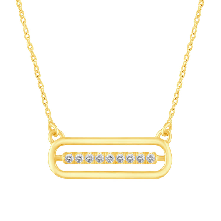 1/4 - 1/10 Cttw Diamond Bar Pendant Necklace set in 925 Sterling Silver Yellow Gold Plating (Select Design)