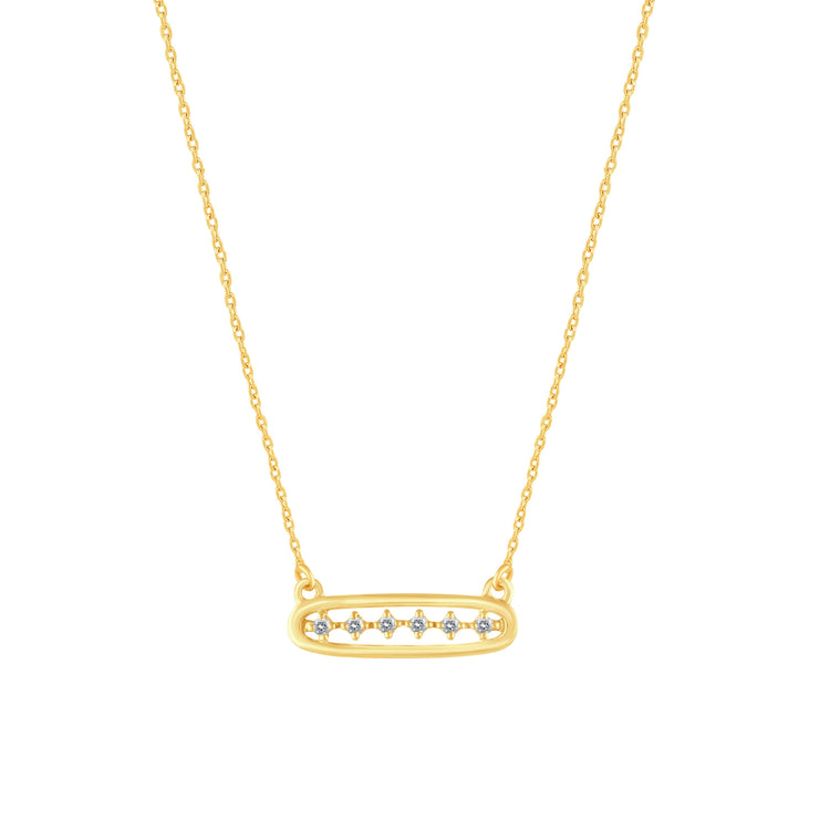 1/10 Cttw Diamond Open Bar Center Station Pendant Necklace set in 925 Sterling Silver 14K Yellow Gold Plating