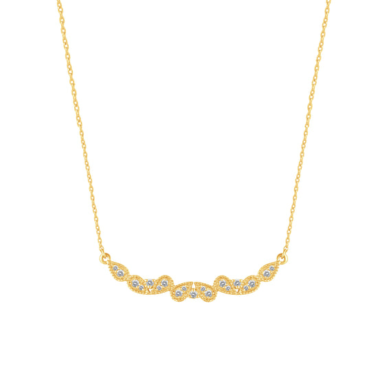 1/4 Cttw Diamond Mosaic Enchanted Bar Pendant Necklace set in 925 Sterling Silver 14K Yellow Gold Plating