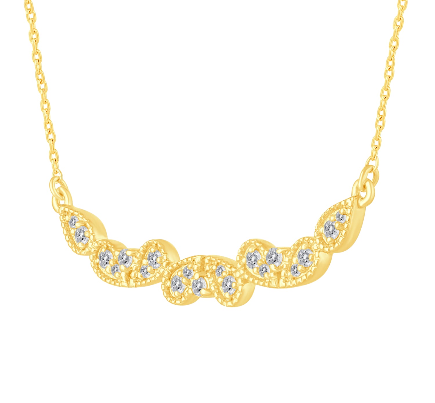 1/4 Cttw Diamond Mosaic Enchanted Bar Pendant Necklace set in 925 Sterling Silver Yellow Gold Plating