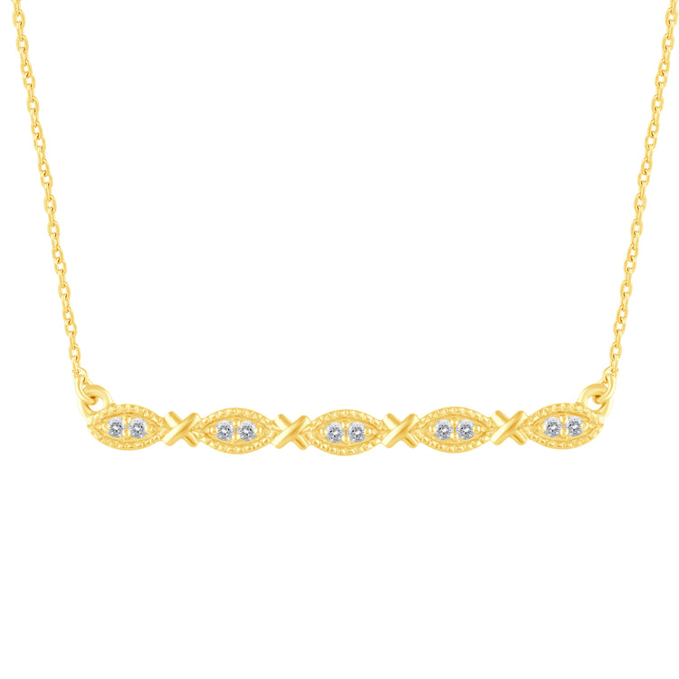 1/4 - 1/10 Cttw Diamond Bar Pendant Necklace set in 925 Sterling Silver Yellow Gold Plating (Select Design)