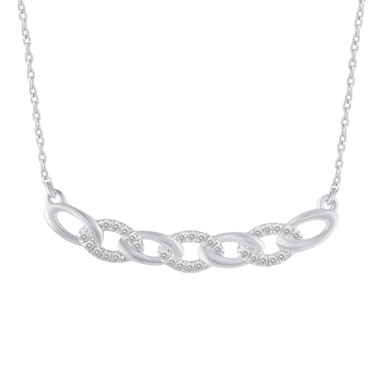 1/6 Cttw Diamond Chain Link Infinity Marquise Pendant Necklace set in 925 Sterling Silver