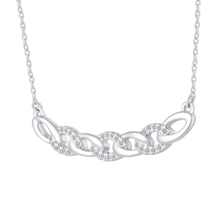 1/6 Cttw Diamond Chain Link Infinity Marquise Pendant Necklace set in 925 Sterling Silver
