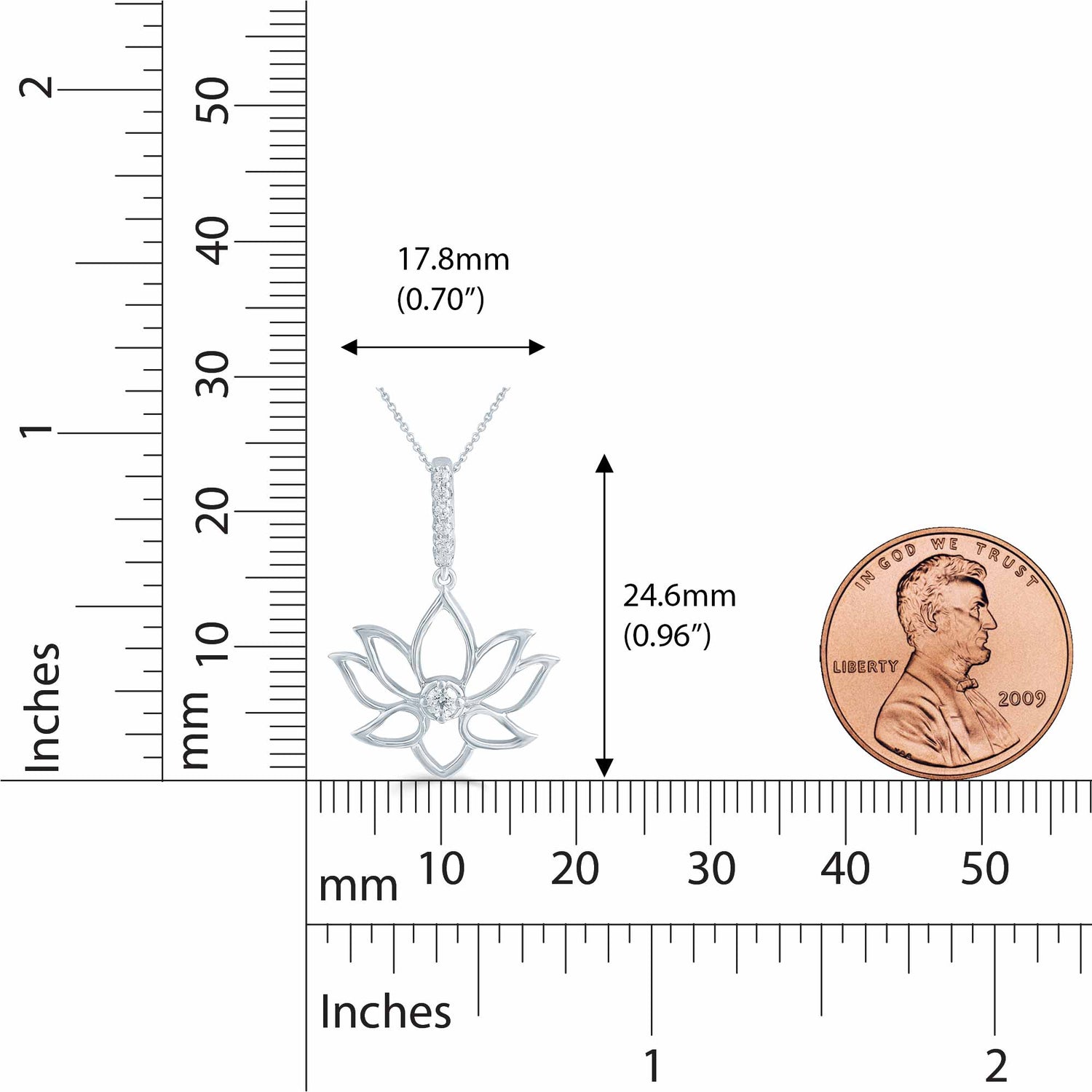 1/10 CT TW Diamond Lotus Flower Pendant in Sterling Silver